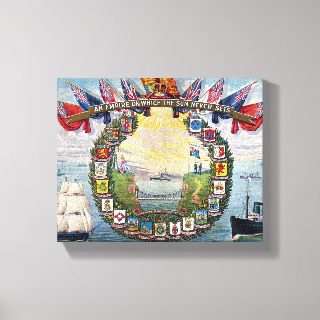 Impressão Em Tela Histórica, Todas as Crestas das Colônias Britânica (Frente)