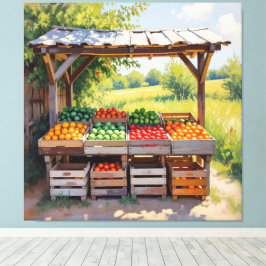 Impressão Em Tela Historischer Bauernstand mit Obst und Gemüse