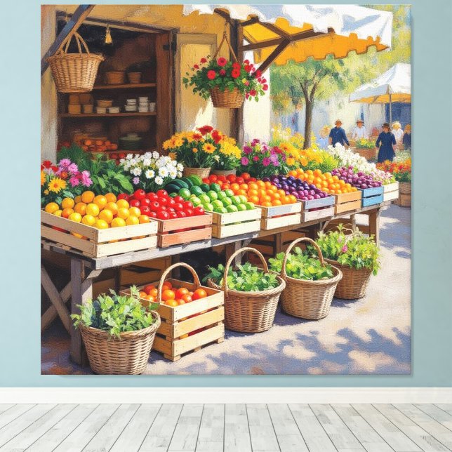 Impressão Em Tela Historischer Bauernstand mit Obst und Gemüse (Insitu(piso de madeira))