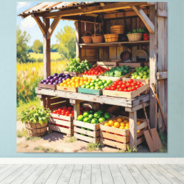 Impressão Em Tela Historischer Bauernstand mit Obst und Gemüse