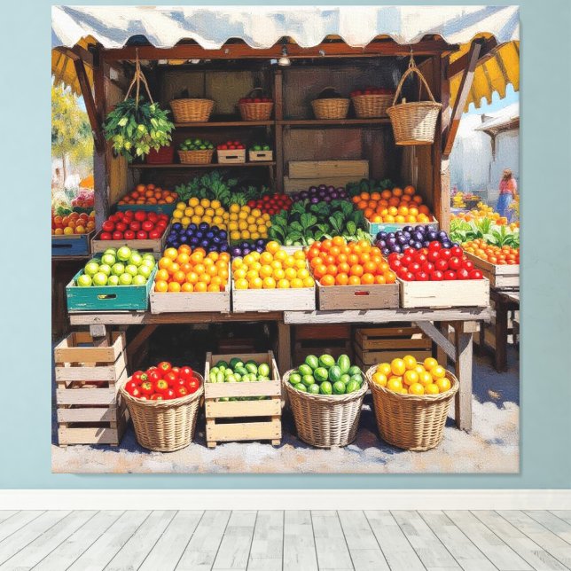 Impressão Em Tela Historischer Bauernstand mit Obst und Gemüse (Insitu(piso de madeira))