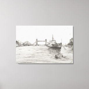 Impressão Em Tela HMS Belfast no rio Tames London.2006