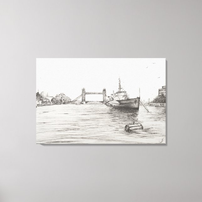 Impressão Em Tela HMS Belfast no rio Tames London.2006 (Frente)