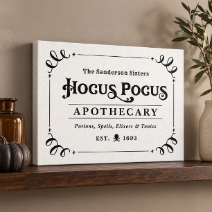 Impressão Em Tela Hocus Pocus Apothecary Vintage Preto e Branco