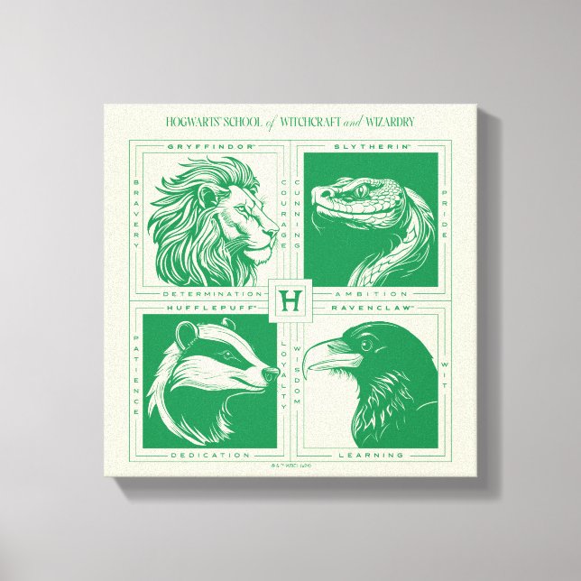 Impressão Em Tela HOGWARTS™ House Animal Grid (Frente)