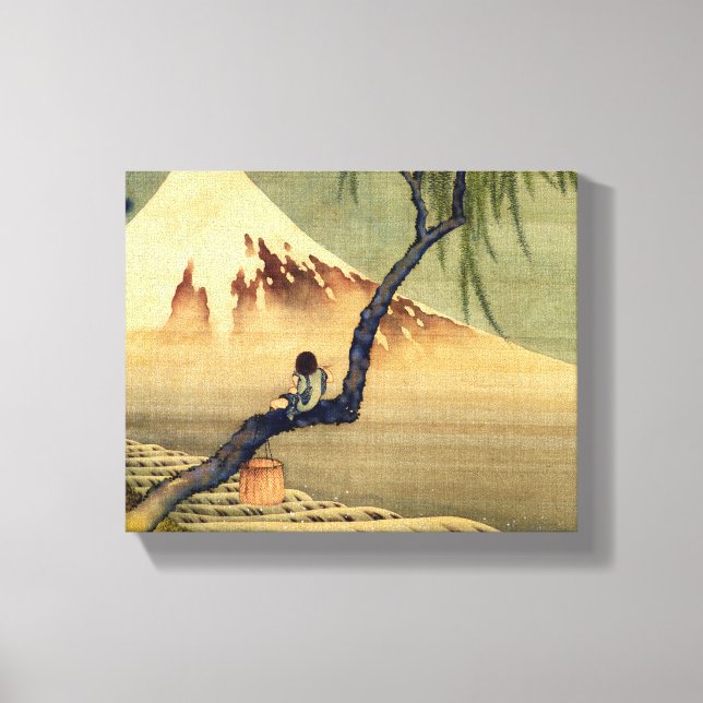 Impressão Em Tela Hokusai Boy Vivendo o Monte Fuji Japonês (Frente)