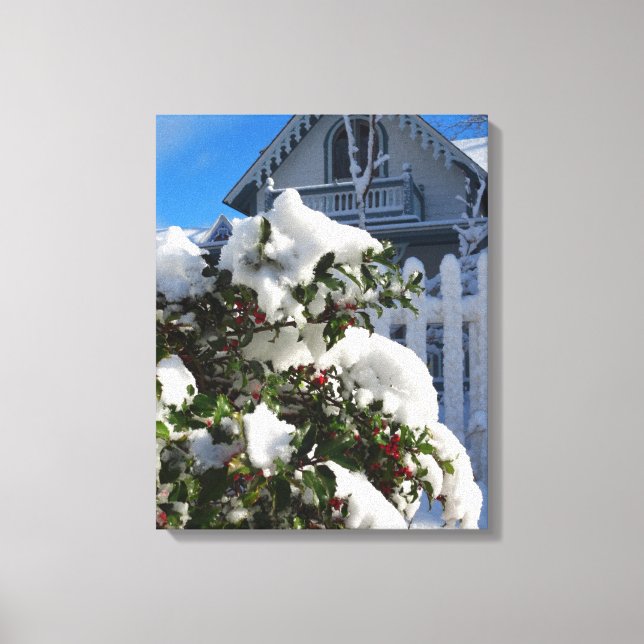 Impressão Em Tela Holly Berries em neve - Martha's Vineyard (Frente)