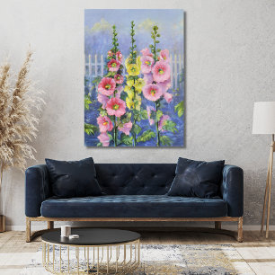 Impressão Em Tela Hollyhock rosa e amarelo por Cargill, 1937