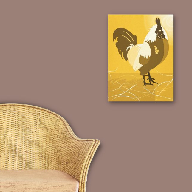 Impressão Em Tela Home Page da Família Amarelo de Animais de Aves (Rooster Bird Country Animal Yellow Family Home Canvas Print)