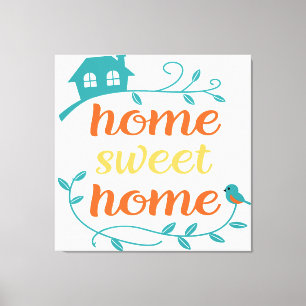Impressão Em Tela Home Sweet Home com Bird e House
