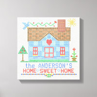 Home Sweet Home Cross Stitket House Personalizado
