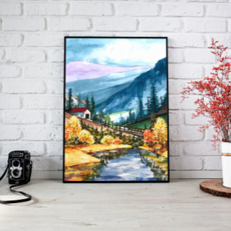 Impressão Em Tela Home Wall Decor, bela paisagem de montanha