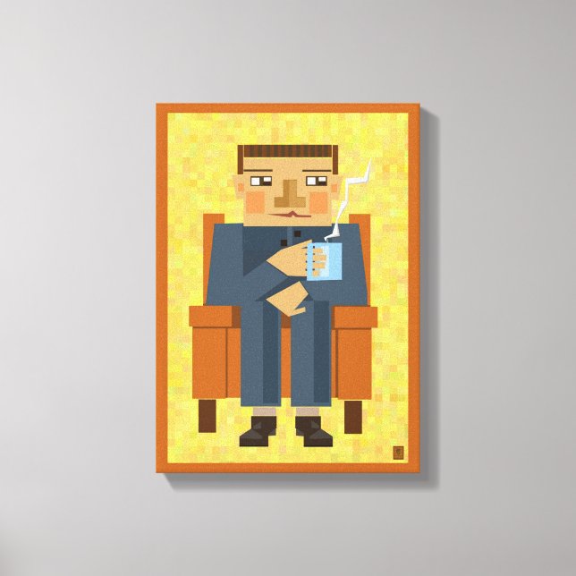 Impressão Em Tela Homem com café - poster moderna (Frente)