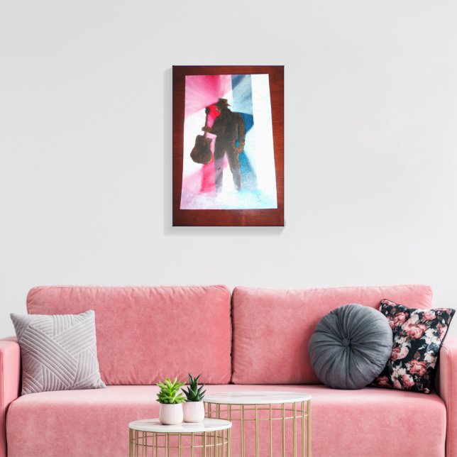 Impressão Em Tela Homem com tela estendida de guitarra (Insitu(Sala de estar))