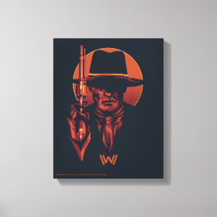 Impressão Em Tela Homem de Westworld   no preto com revólver