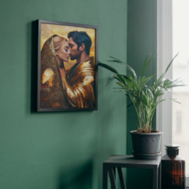 Impressão Em Tela Homem e Mulher no Embraque Romântico ❤️ Art Nouvea