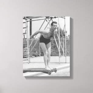 Impressão Em Tela Homem no Conselho de mergulho