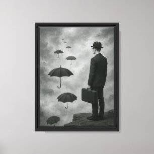 Impressão Em Tela Homem Surreal com Guarda-chuvas sobre Arte de Canv