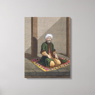 Impressão Em Tela Homem turco, praying, século XVIII (gravura)