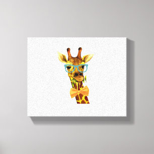 Impressão Em Tela Homens Mulheres Girafa Nerd, Animal Engraçado  
