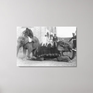 Impressão Em Tela Homens que montam elefantes em India
