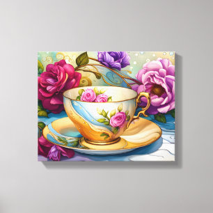 Impressão Em Tela Hora do Chá - Arte da Taa Cup
