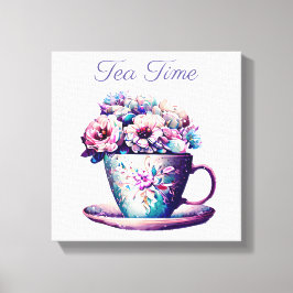 Impressão Em Tela Hora do chá | cheio Bonito Vintage Tea Cup de Flor