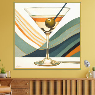 Impressão Em Tela Hora do Coquetel Martini Moderno de Meados do Sécu