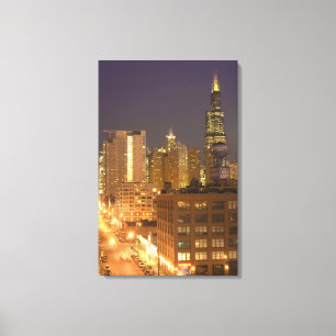 Impressão Em Tela Horizonte de Chicago, Illinois, de West Loop em