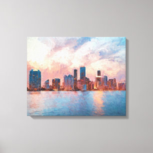 Impressão Em Tela Horizonte de Miami