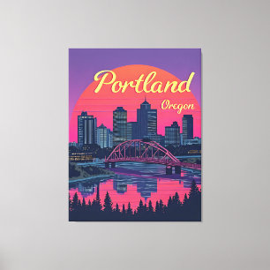 Impressão Em Tela Horizonte de Portland Oregon