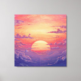 Impressão Em Tela Horizonte do Sol - Estilo de Ilustração Vibrante e