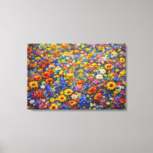 Impressão Em Tela Horizonte Radiante: A Onda Infinita de Flores Silv