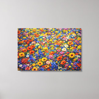Impressão Em Tela Horizonte Radiante: A Onda Infinita de Flores Silv