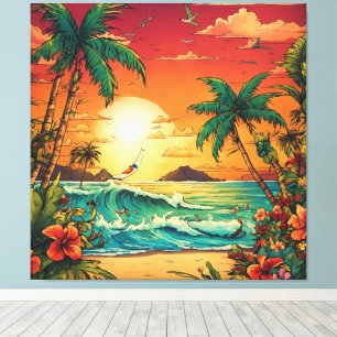 Impressão Em Tela Horizonte Tropical de Tinta