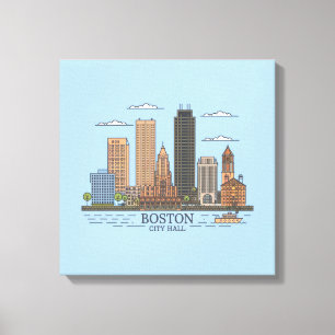 Impressão Em Tela Horizonte urbano da cidade de Boston, horizonte de