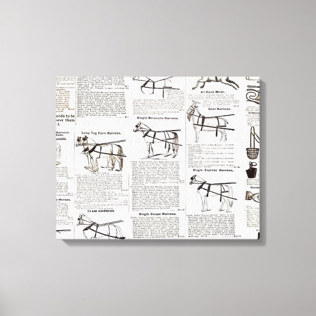 Impressão Em Tela Horse Antique Advertising Newpaper Art (Frente)