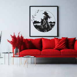 Impressão Em Tela Horse Elegante Moderno Flor Equestre