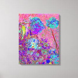 Impressão Em Tela Hortênsia Abstrata Roxa e Azul com Magenta