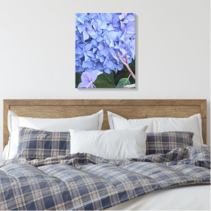 Impressão Em Tela Hortênsia de Cabeça Azul Floral