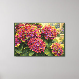 Impressão Em Tela Hortênsias Magenta e Violeta em Luz Pictórica