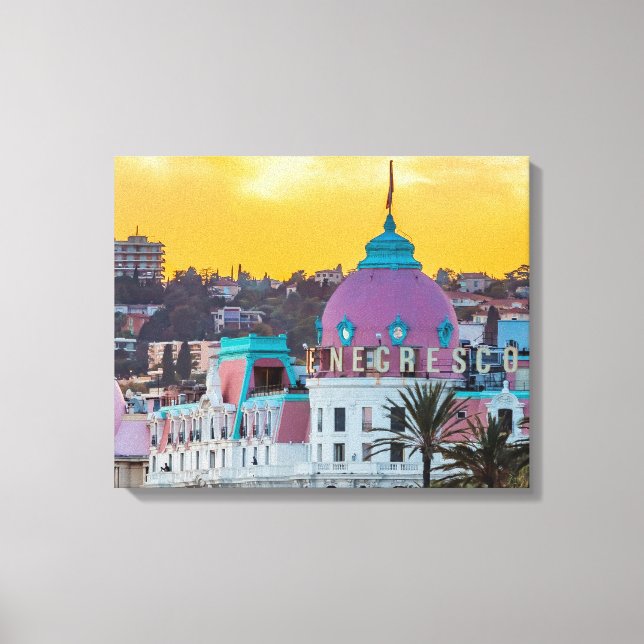 Impressão Em Tela Hotel Negresco, hotel de luxo famoso, em Nice, Fra (Frente)