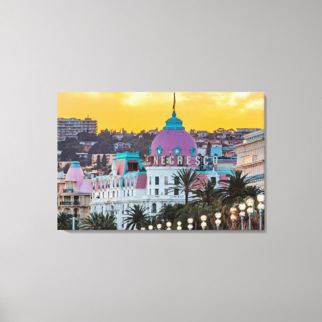 Impressão Em Tela Hotel Negresco, hotel de luxo famoso, em Nice, Fra (Frente)