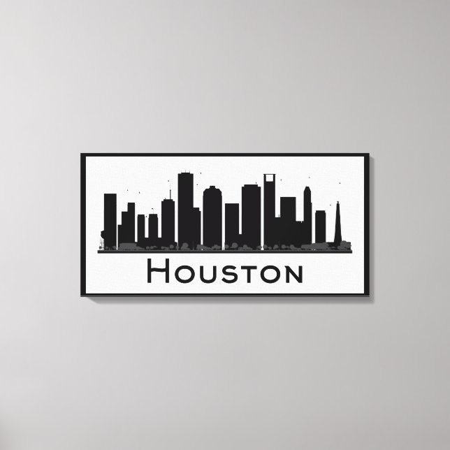 Impressão Em Tela Houston, Texas | Black & White City Skyline (Frente)