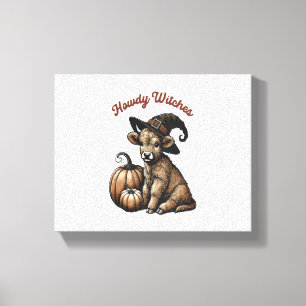 Impressão Em Tela Howdy Witches Halloween Highland Cow