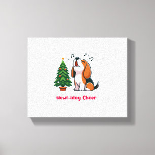 Impressão Em Tela Howl-Friday Cheer Beagle Com Desenho De Árvore De 