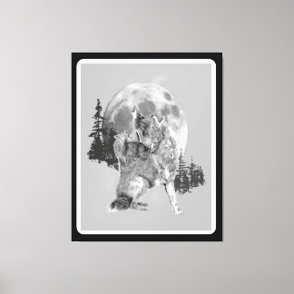 Impressão Em Tela Howling Coyotes Animal Watercolor Wildlife Art