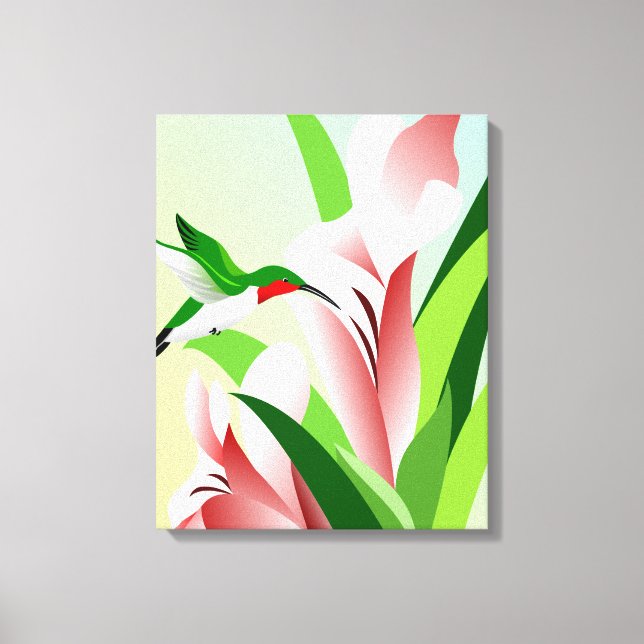 Impressão Em Tela Hummingbird com garganta (Frente)