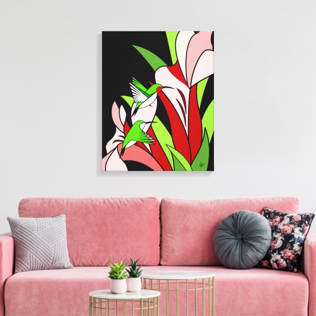 Impressão Em Tela Hummingbird e Flor Art (Insitu(Sala de estar))