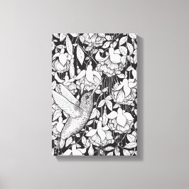 Impressão Em Tela Hummingbird e fuchsia